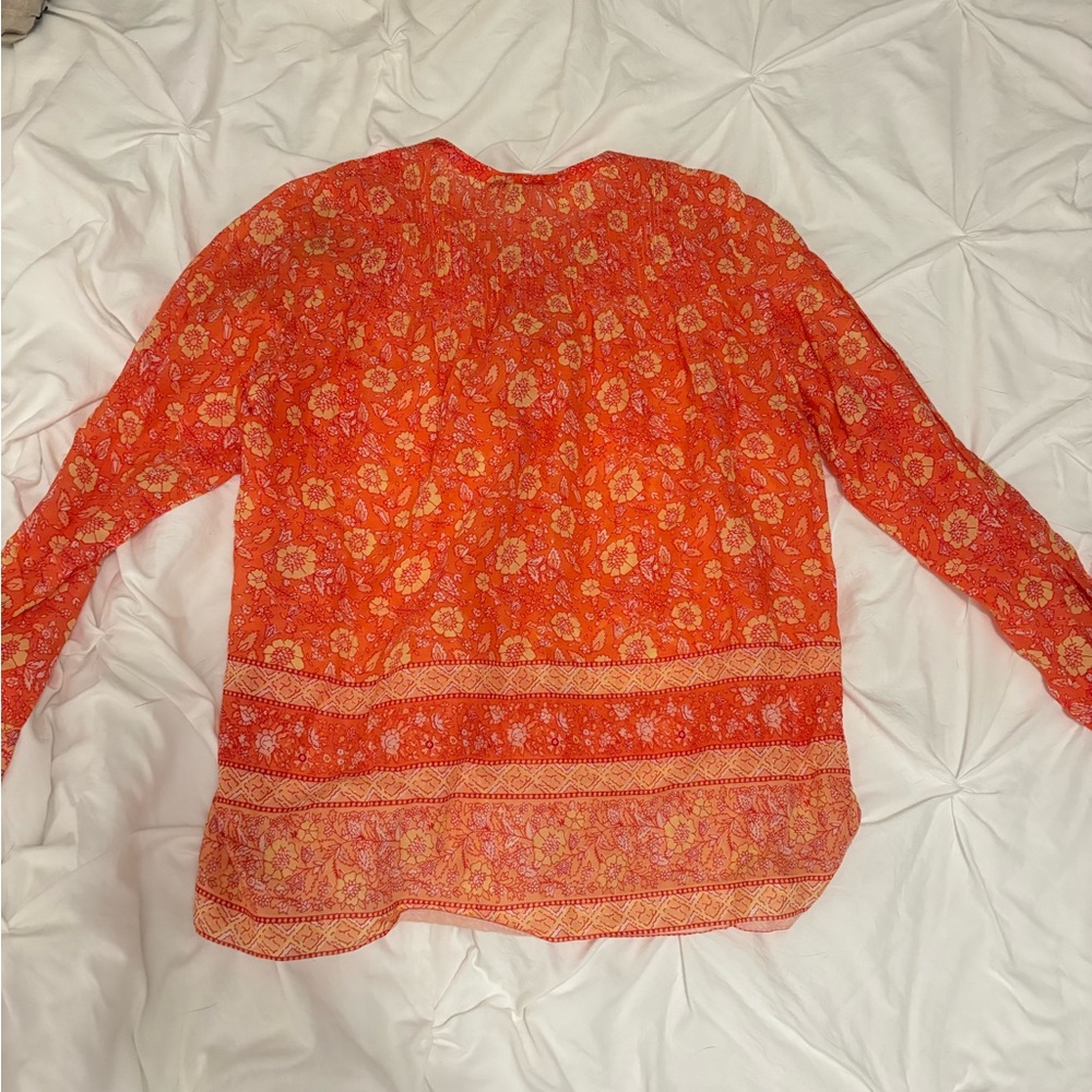 J. Crew Orange Floral Blouse (Size 2) - Picture 3 of 3